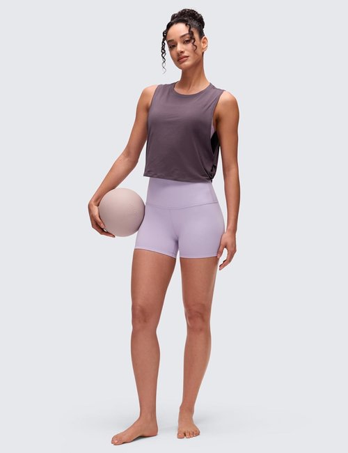 CRZ YOGA Pima Cotton Tank Tops for Women - Loose Sleeveless Workout Shirts | Athletic Gym Crop