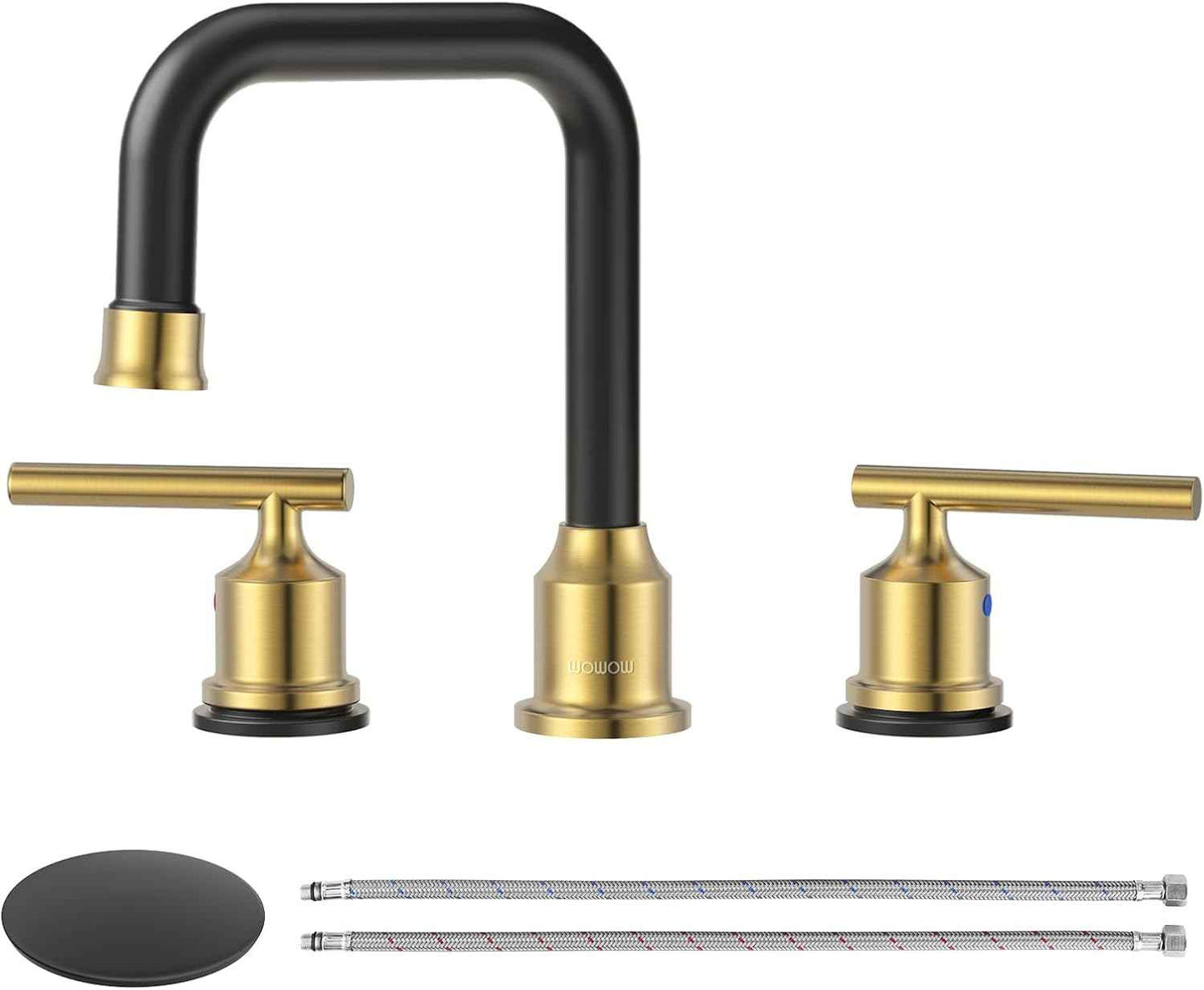 Brushed Nickel 8-Inch Widespread Bathroom Faucet with 360° Swivel Spout - Modern 2 Handle Lavatory Sink Fixture
