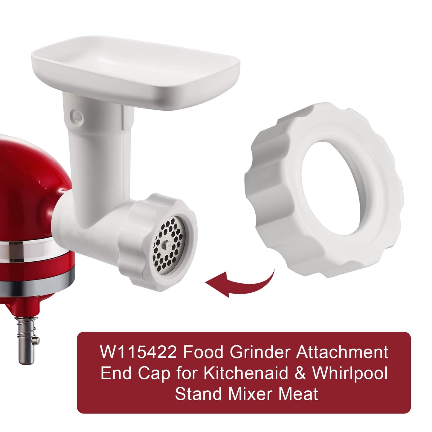 W115422 Food Grinder Attachment End Cap for Kitchenaid & Whirlpool - Replacement Screw Cap for Stand Mixer Meat Grinder Attachments