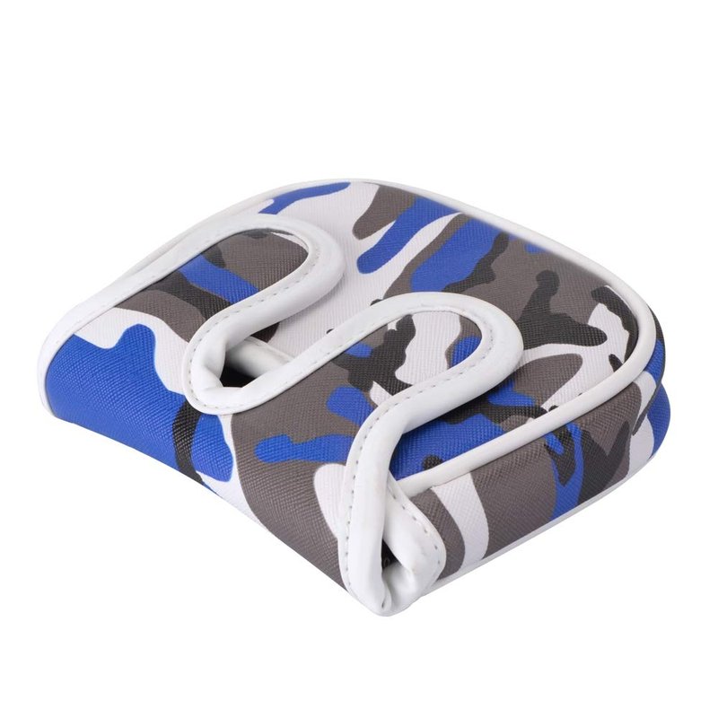 PLUSKER Camo Blue Golf Club Center Shaft Square Mallet Putter Cover - Magnetic Closure Synthetic Leather Headcover, Waterproof Tactical Protector for Golf Course and Travel
