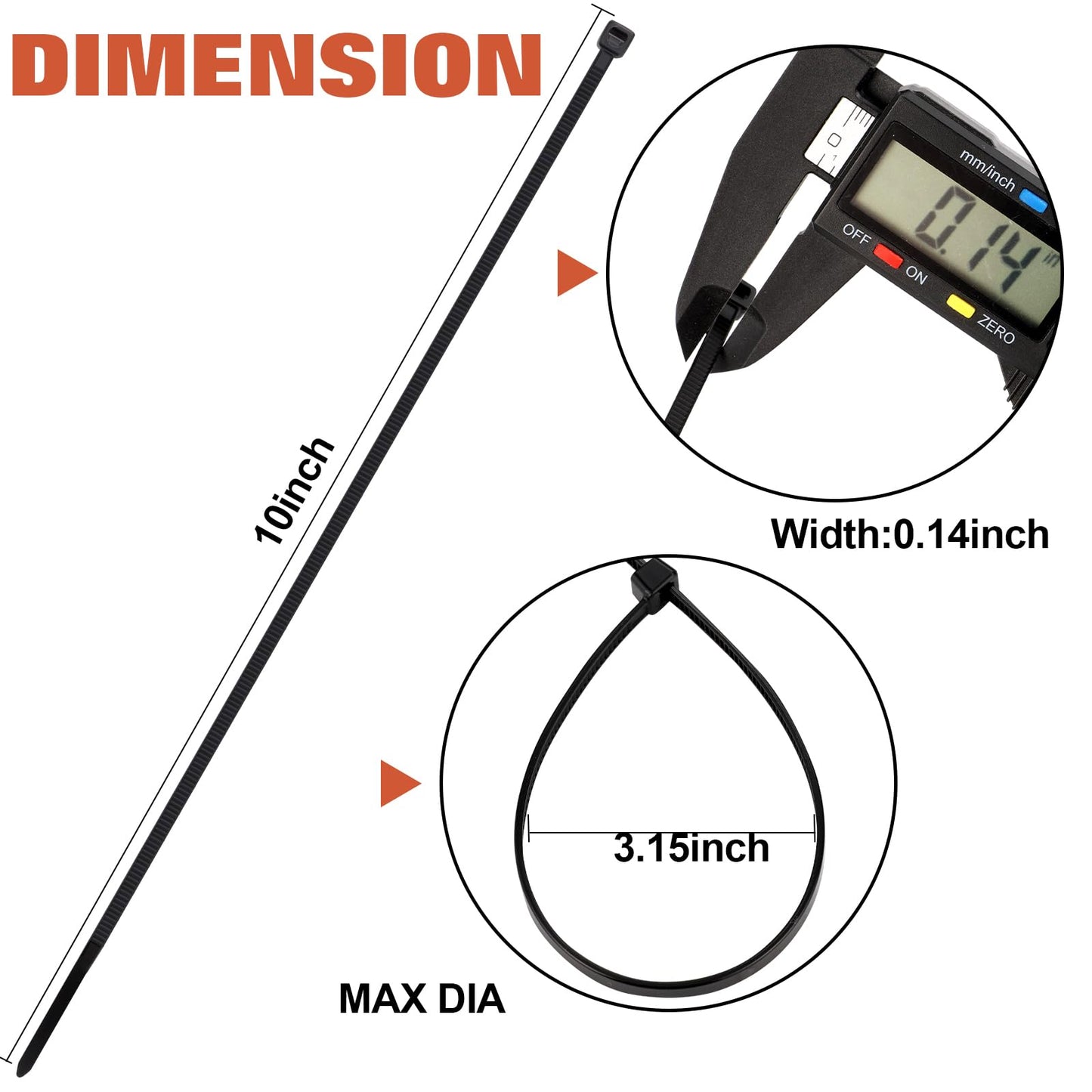 500 PCS Small Black Cable Zip Ties 10 inch, Thin Plastic Wire Zip Ties Strap for Chain Link Fence, Durable Zipties 45 LB for Machinery, Vehicles, Farms