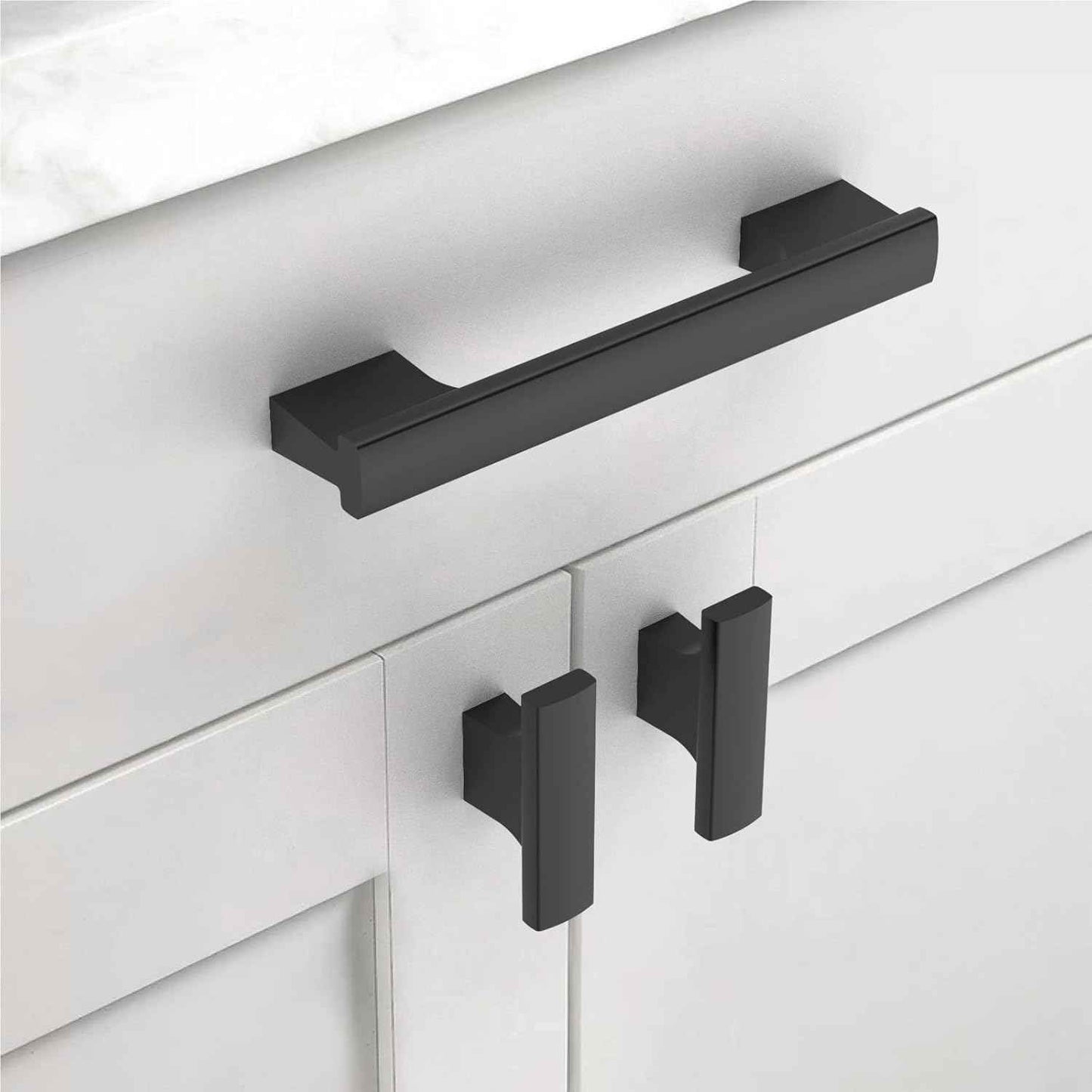 30 Pack Matte Black Kitchen Cabinet Knobs - Stylish Zinc Drawer Hardware for Dresser
