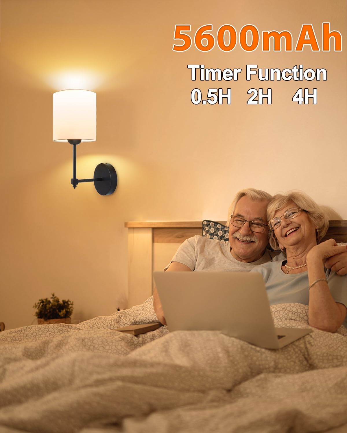Rechargeable Black Wall Sconce Set of 2 - 5CCT Wireless Dimmable Lights with Remote for Bedroom & Living Room