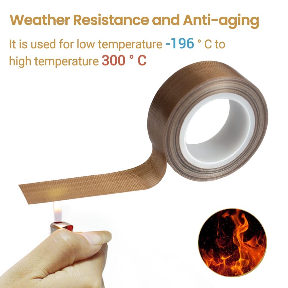 AIYUNNI 2 Rolls 1/2 Inch x 33 Feet Low Friction Tape High Temperature Teflon Tape,Squeak&Abrasion Resistant, Surface Protection for Wood,Drawer,Cabinet, Furniture, Vacuum Sealer & Hand Impulse Sealers