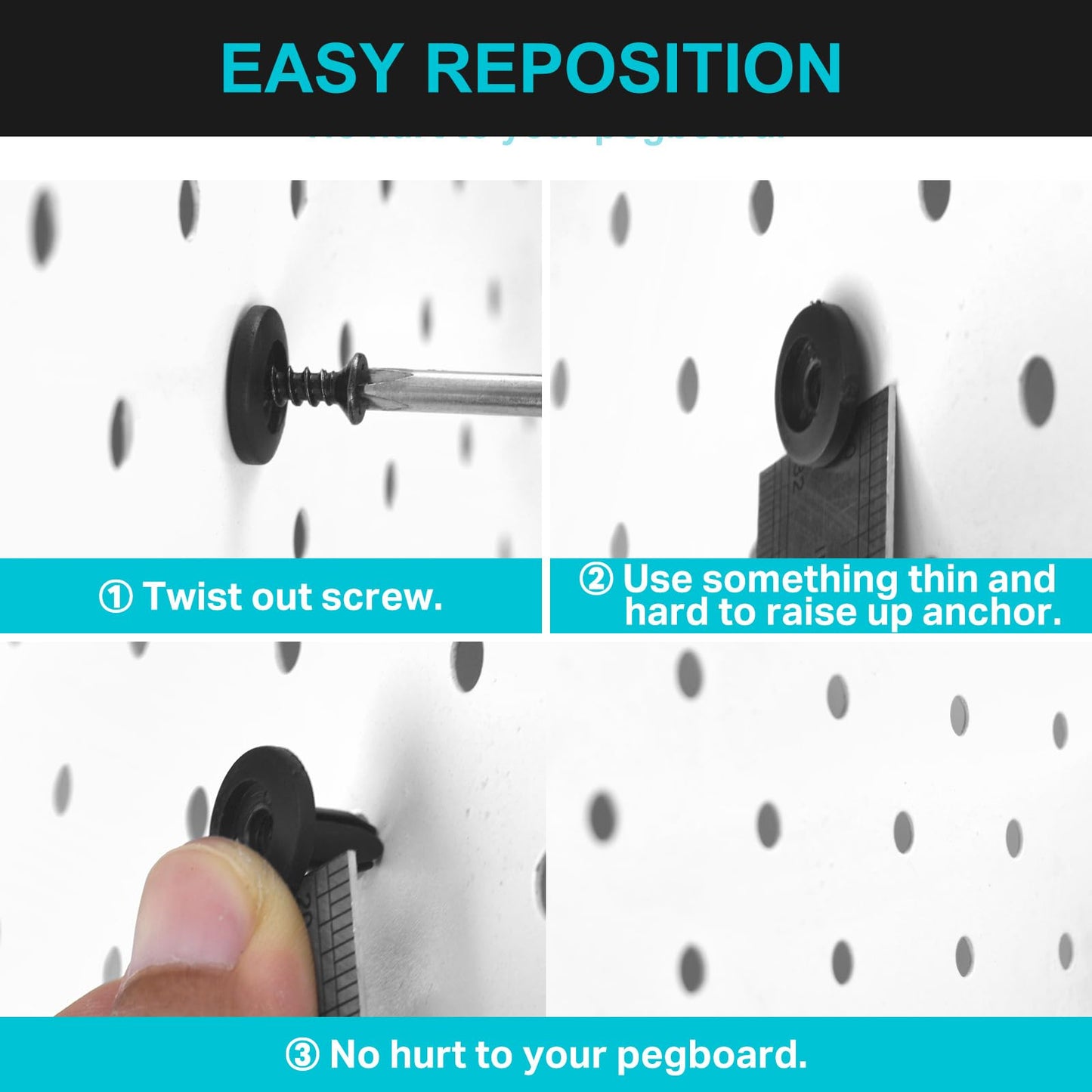 G.CORE Pegboard Peg Hooks Accessories - 40 Set Pegs with Inserts and Screw Fit 1/4 Pegboards Multi-Functional for Hanging and Mounting - Utility Tool Hanger Organizers (Large Size)