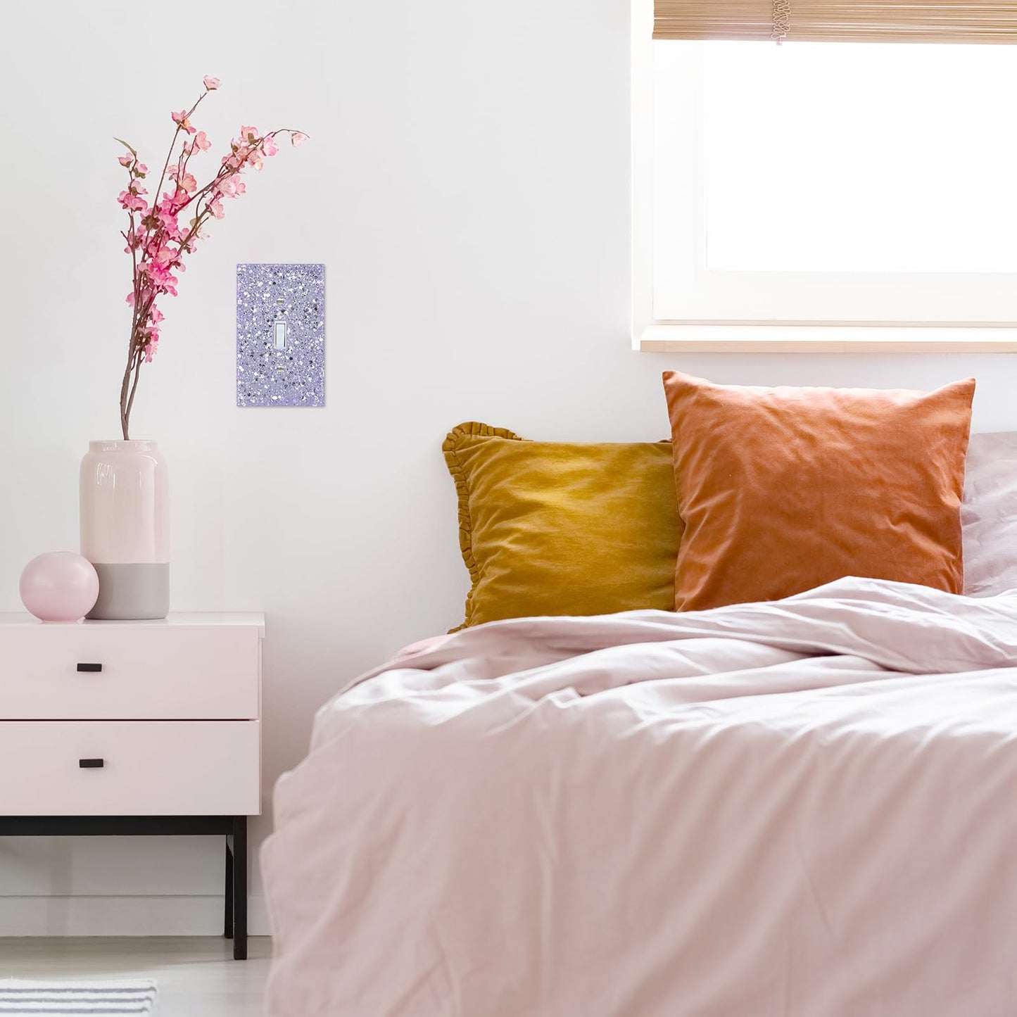 YNQIZKI Purple Glitter Light Switch Cover,Sparkle Wall Plate for Girls Room,Single Toggle 5.10''x3.15''