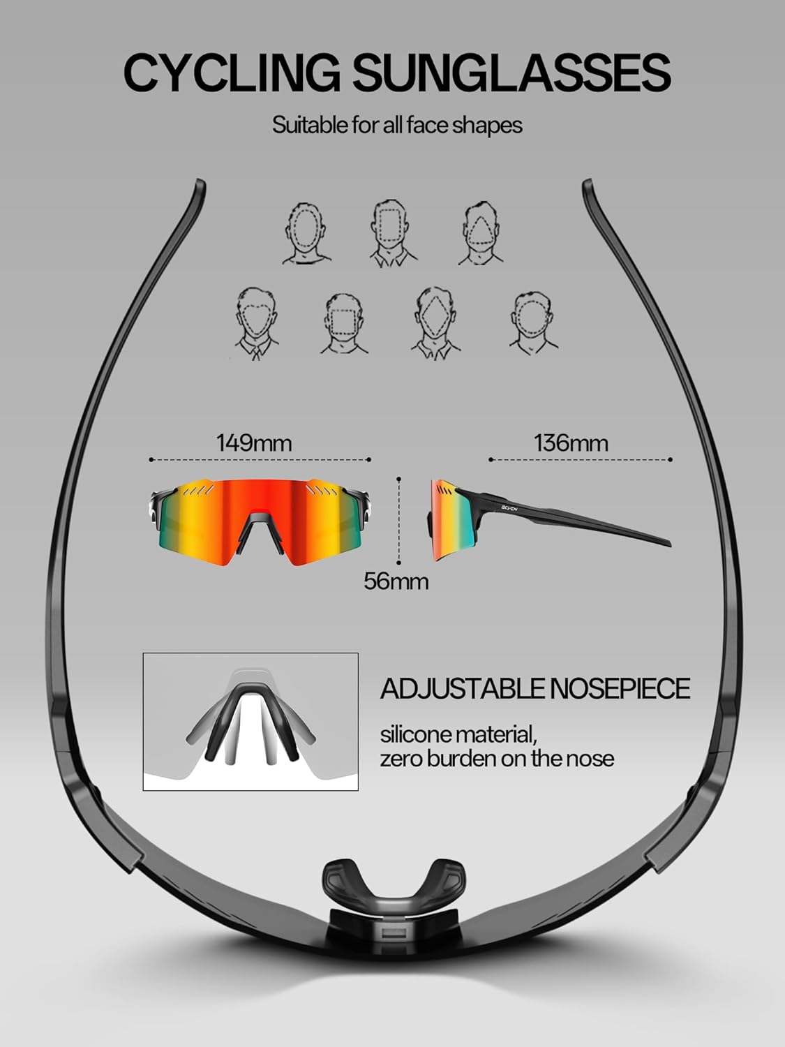 SCVCN Sports Sunglasses - UV400 Protection for Men & Women | Lightweight Frameless Design