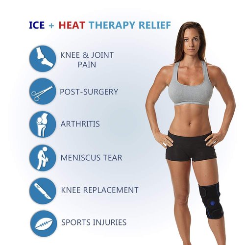 ComfiLife Knee Ice Pack with Wrap Reusable Hot & Cold Therapy Gel Pack Adjustable Compression Support for Injuries, Pain, Surgery, Arthritis, Meniscus and More