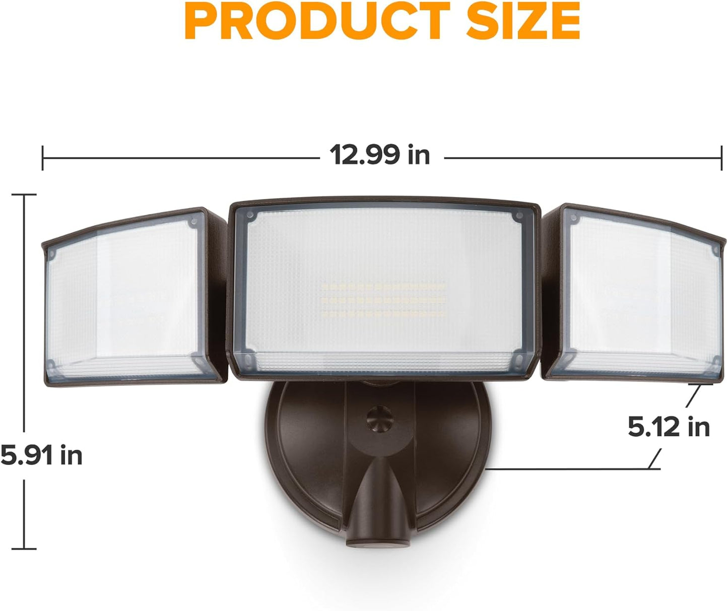 75W LED Flood Light - 8000 Lumen Outdoor Security Light with 3 Adjustable Heads, IP65 Waterproof for Garage, Yard & Patio - 5000K Daylight