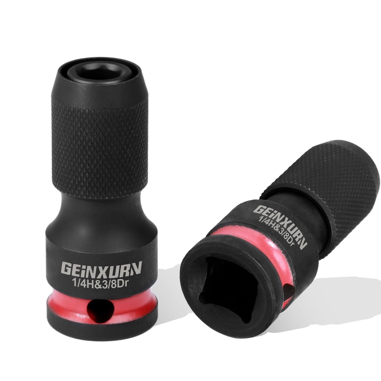Geinxurn 2PCS Impact Screwdriver Bit Holders, 3/8-Inch Square Drive to 1/4-Inch Quick Release Hex Socket Adapter for Impact Wrench