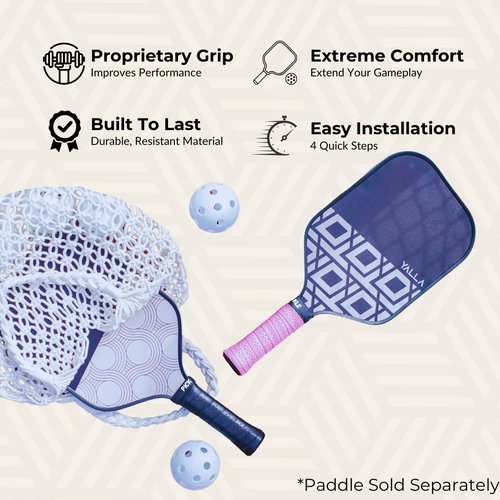 Pickle Grips Pickleball Paddle Grip Tape by YALLA - Black Overgrip Grip Wrap for Pickleball Racquet- Moisture Wicking Paddle Grip Wrap (2 Pack)