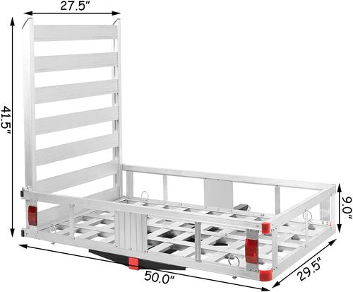 Goplus Hitch Cargo Carrier, 50"x29.5" Aluminum Wheelchair Scooter Mobility Carrier with Ramp, Trailer Hitch Mount Cargo Carrier for Truck SUV Van Car,500lbs Capacity,Fit Class III or IV 2" Receiver