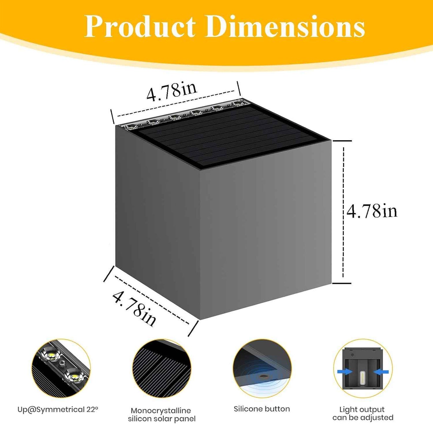Up and Down Solar Wall Lights - 2pcs Waterproof 4000K 700LM Outdoor Cube Design for Porch, Patio & Yard Decor
