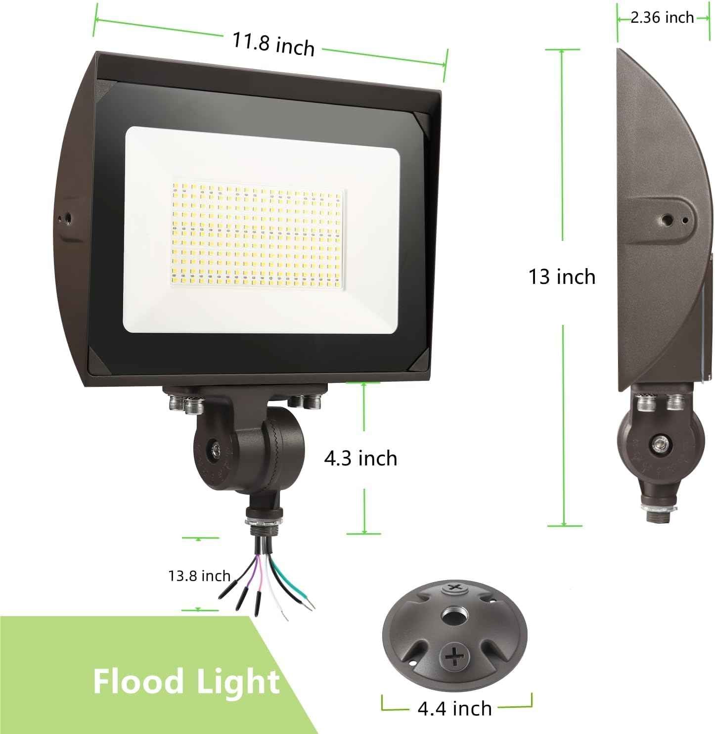 80W LED Flood Light - Waterproof Outdoor Security Light, 9600LM, 5000K Daylight, Knuckle Mount Included