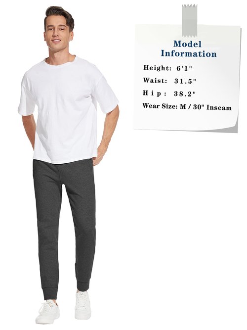 SEVEGO Men's 34" Tall Inseam Lightweight Cotton Joggers Extra Long Sweatpants Athletic with Zipper Pockets Charcoal, L