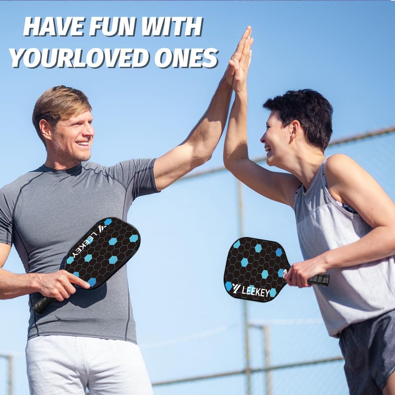 LEEKEY Pickleball Paddles Set of 2 - USAPA Approved Fiberglass Pickleball Racket, Racquet Made of Polypropylene Honeycomb Core,Lightweight Design Pickleball Paddles for Men Women Beginners