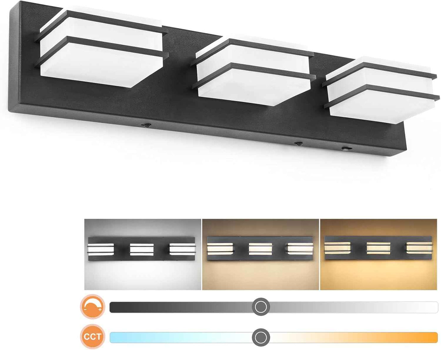 LED Chrome 3-Light Dimmable Bathroom Vanity Light Fixture - Modern Acrylic & Stainless Steel Over Mirror Lighting