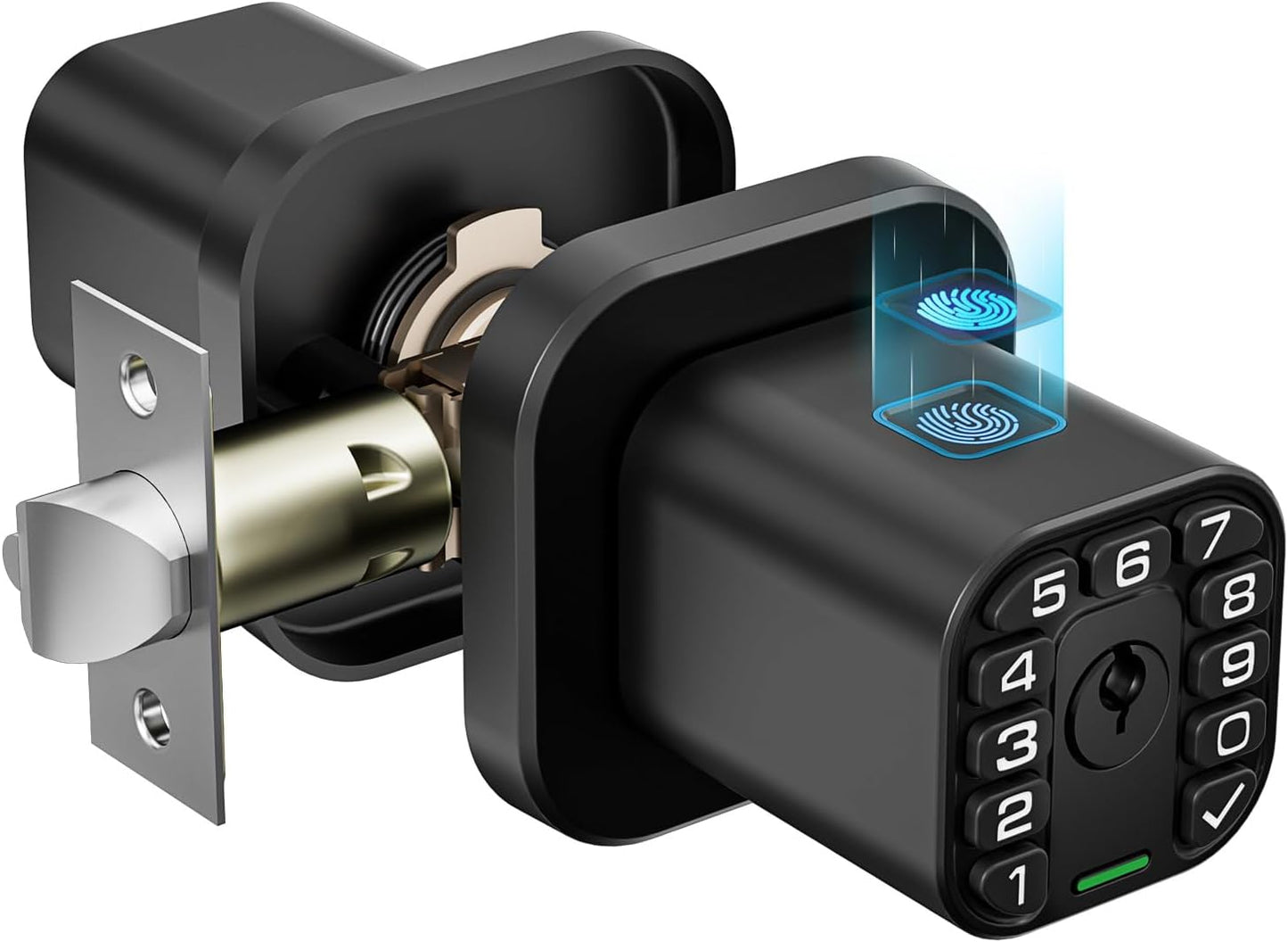 Smart Biometric Fingerprint Door Lock with Keypad - Keyless Entry, Waterproof, Auto Lock - Matte Black
