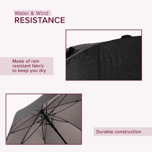 AlveyTech Black & Red Golf Umbrella - Durable Rainproof Fabric Parasol Cover with Foam Handle, Fast Acting Button and Strap, Weather Protection for Mobility Scooters, Power Chair Umbrella Holders