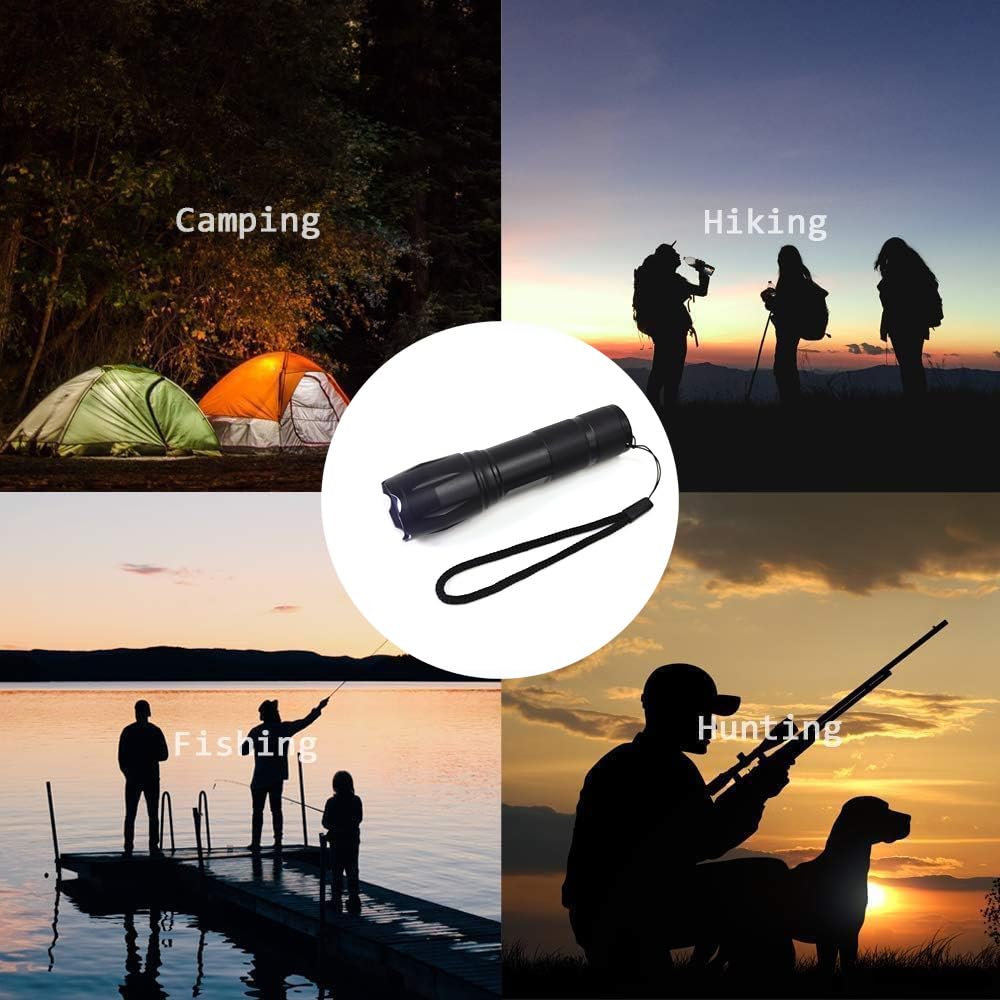 3 in 1 LED Rechargeable Flashlight, LED Small Flashlight with Memory Function, Super Bright Zoomable Red Lens Light 395 NM Black Lights Flashlights with USB C Charging for Camping Hiking Home