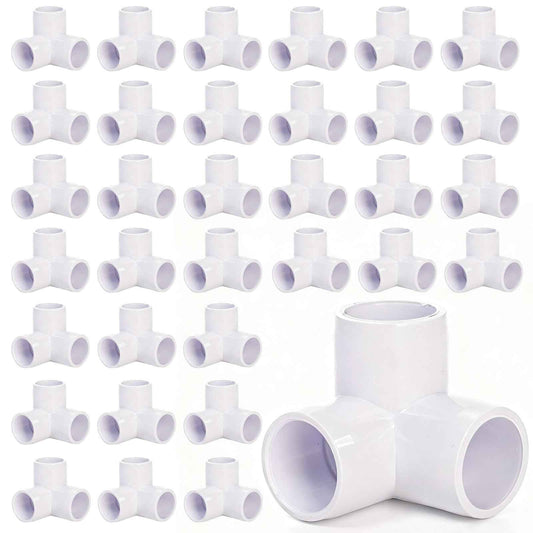 Covzoe 32 Pack 1/2 Inch 3 Way PVC Pipe Fittings, Furniture Grade Elbow Pipe Connectors, Heavy Duty DIY Shelf Garden Support Structure Storage Frame for Building, Greenhouse Shed Pipe, White