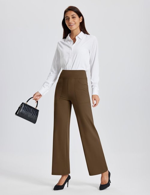 MAGCOMSEN Women's Fleece Lined High Waisted Pants - Thermal Casual Yoga Sweatpants with Pockets