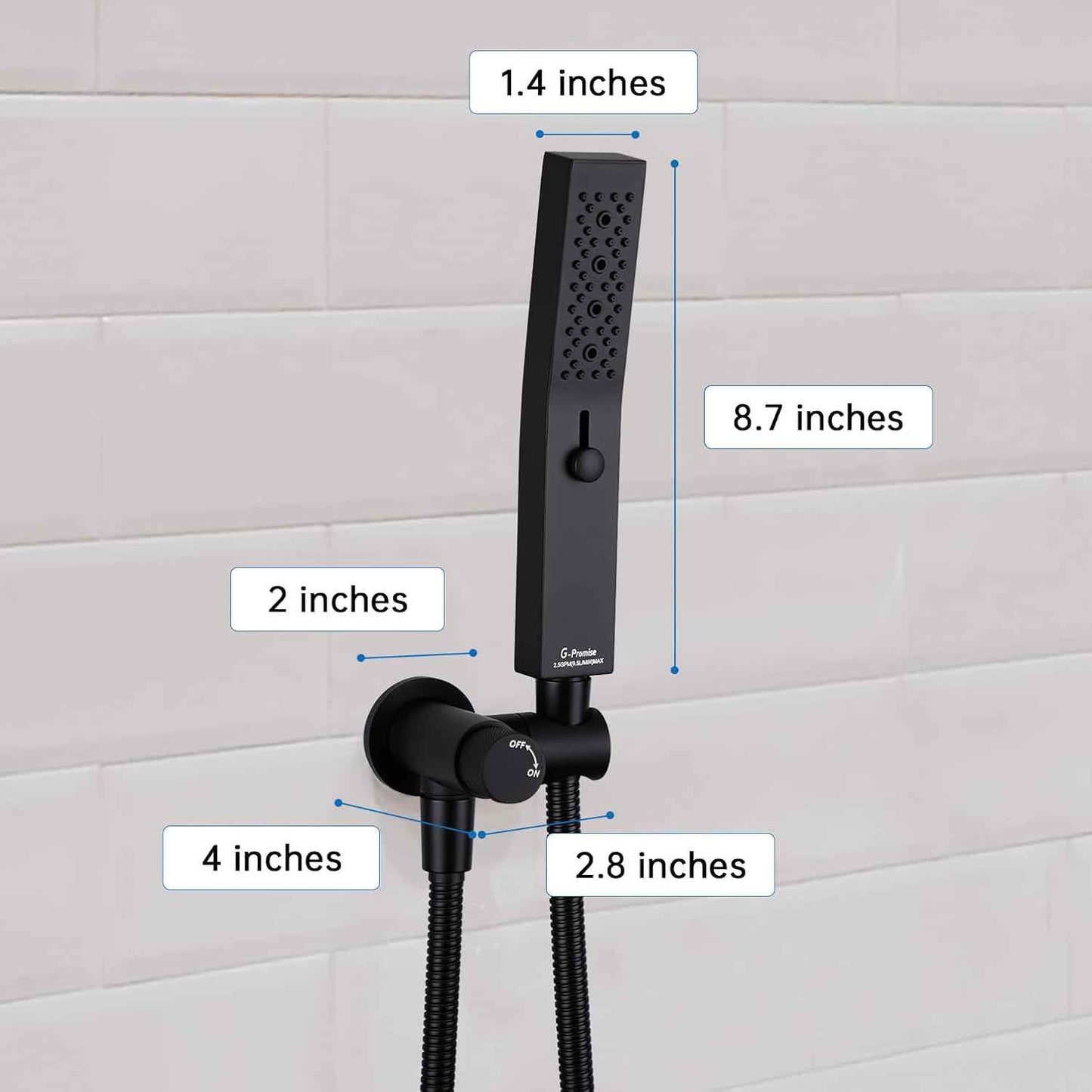 All Metal Handheld Shower Set with 3-Function Wand & 70-Inch Stainless Steel Hose