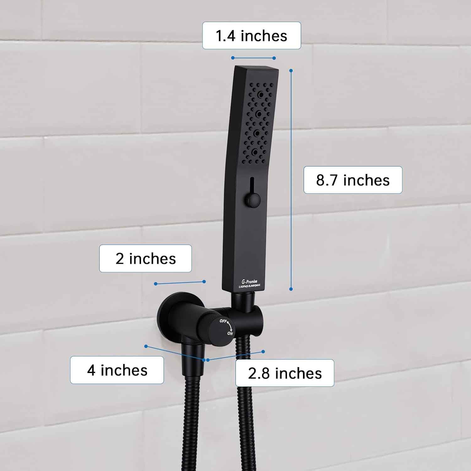 All Metal Handheld Shower Set with 3-Function Wand & 70-Inch Stainless Steel Hose