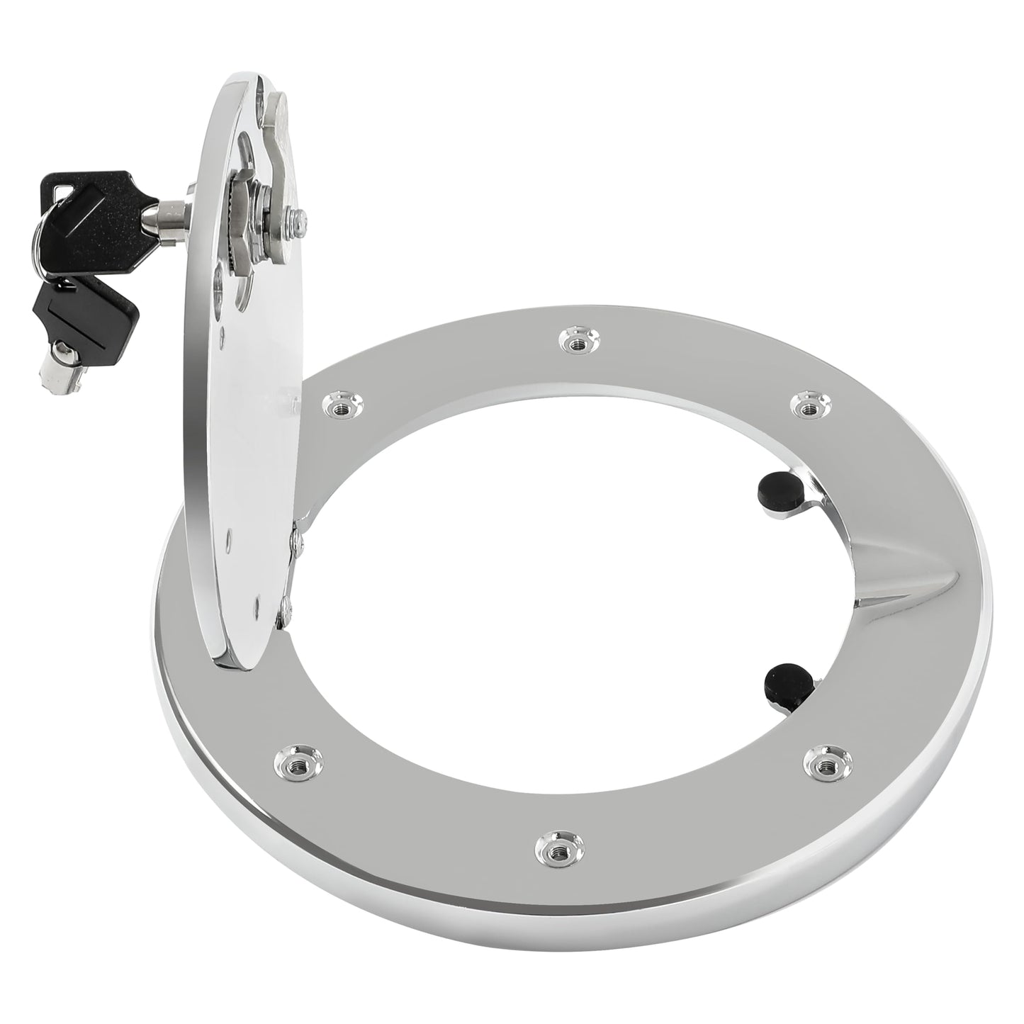 KUAFU Locking Fuel Door Compatible with 2003-2010 Hummer H3 H3T Fuel Filler Tank Door Gas Tank Cap Cover Chrome Silvery Aluminum