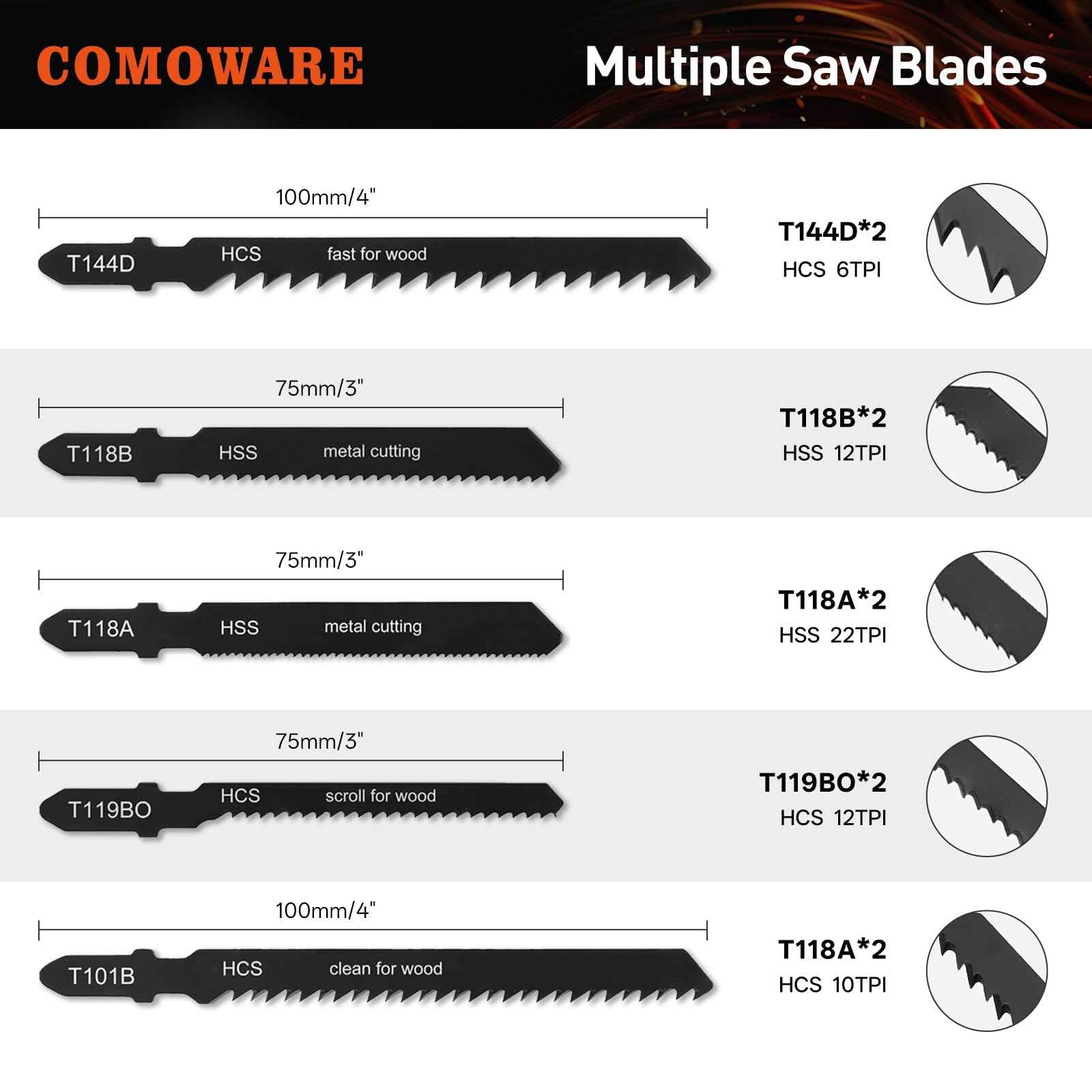 COMOWARE 17Pcs Handsaw & File Set with Blade Quick Change Mechanism, 10 Saw Blades & 6 Precision Files for Woodworking, DIY, Model Crafting, PVC/Metal Cutting Tools