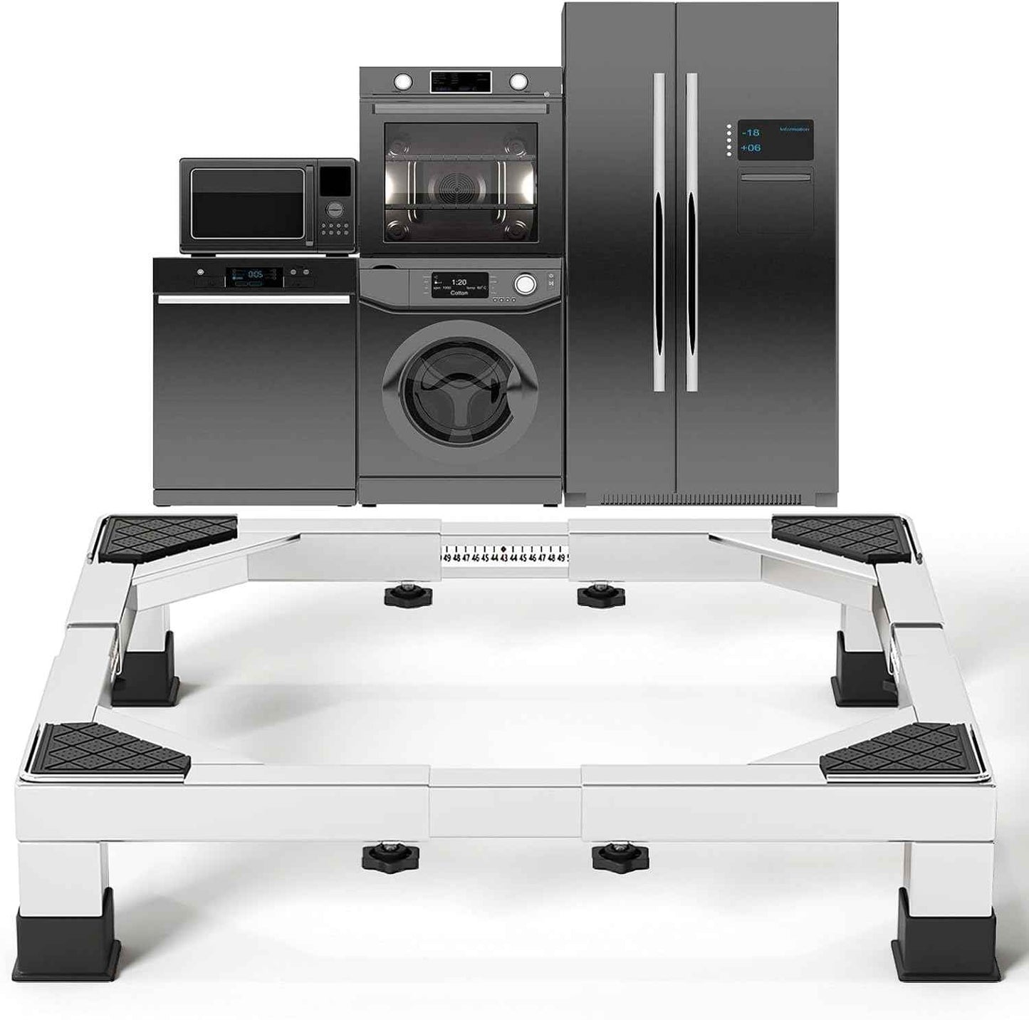 Heavy Duty Stainless Steel Mini Fridge & Washer Dryer Stand with 4 Strong Feet - Universal Appliance Base (Large)
