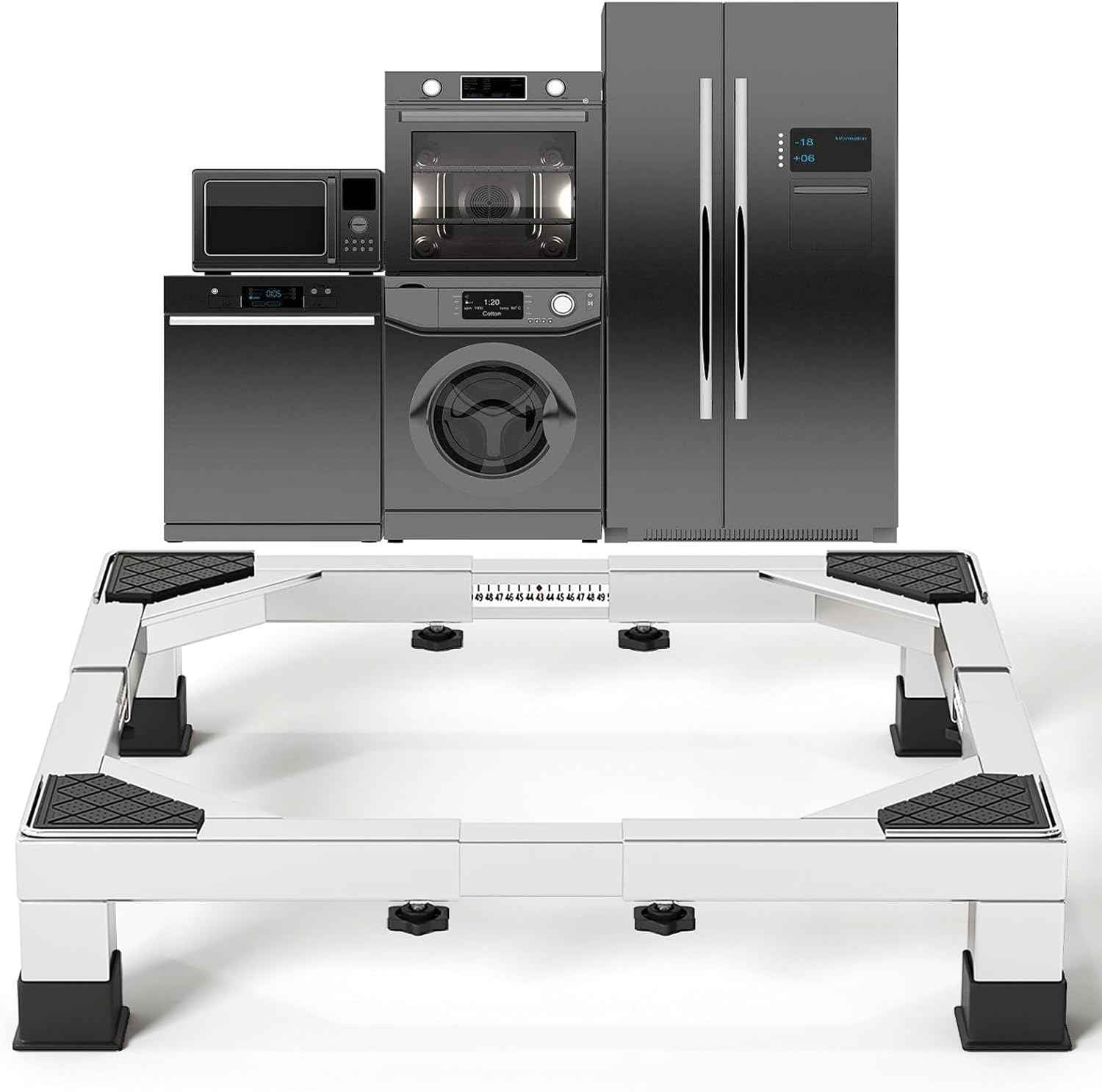 Heavy Duty Stainless Steel Mini Fridge & Washer Dryer Stand with 4 Strong Feet - Universal Appliance Base (Large)