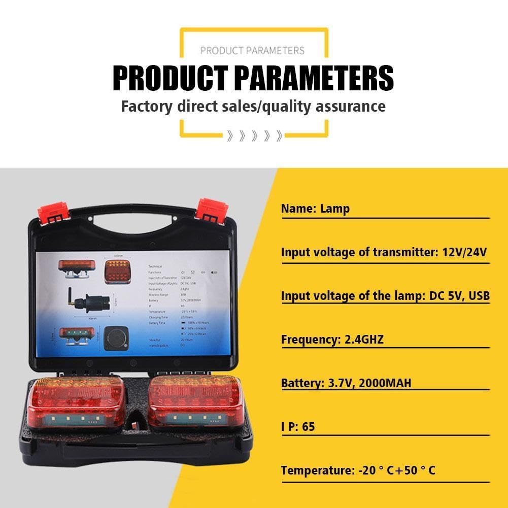 2025 Wireless Trailer Lights Kit, Magnetic Wireless Tail Lights Kit For Trailer, Wireless Tail Lights,Rechargeable Towing Light Kit With Powerful Suction Base For Trucks, Boat, Rv, Vehicle (1Set)