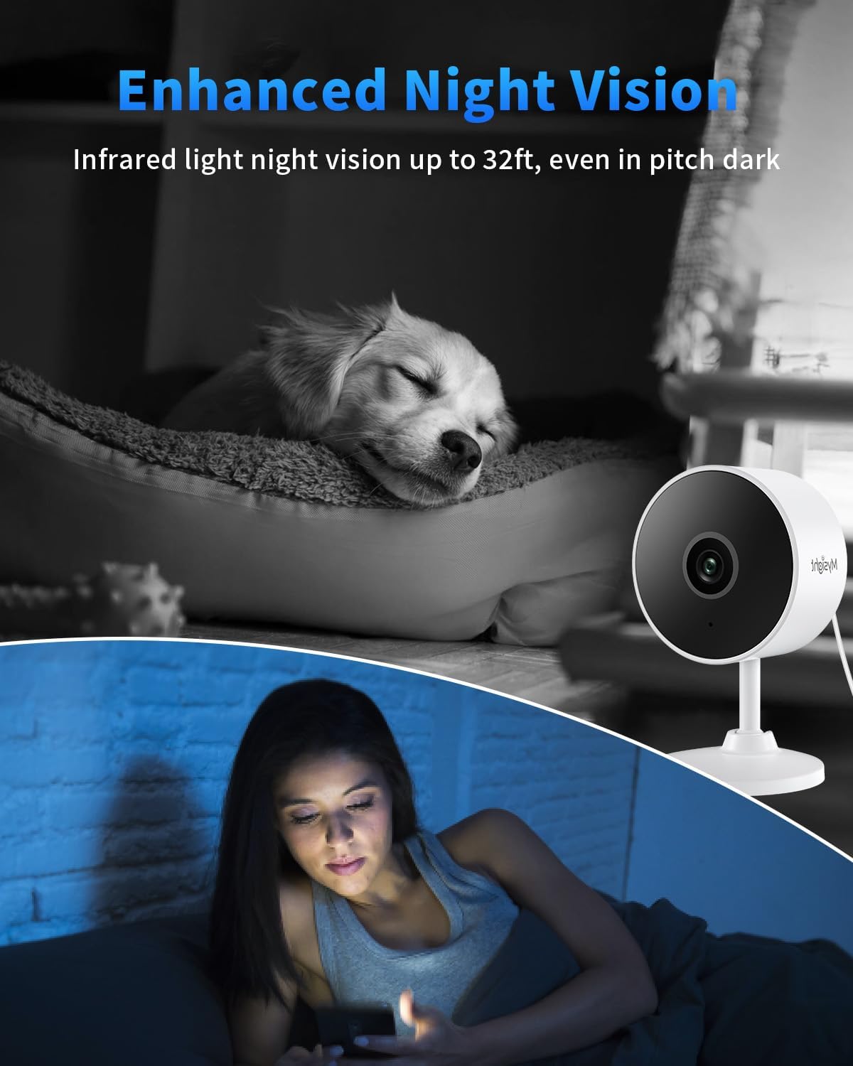 2K Indoor Security Camera with AI Voice Change, Night Vision & 24/7 Recording - Home Baby Monitor & Pet Camera