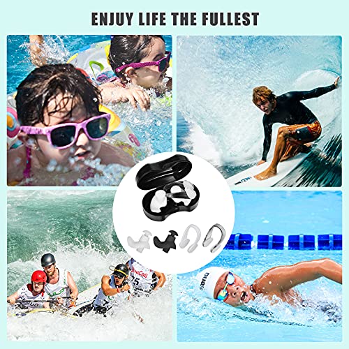 Swimming Ear Plug and Nose Clip Set - Reusable, Waterproof, 2 Colors