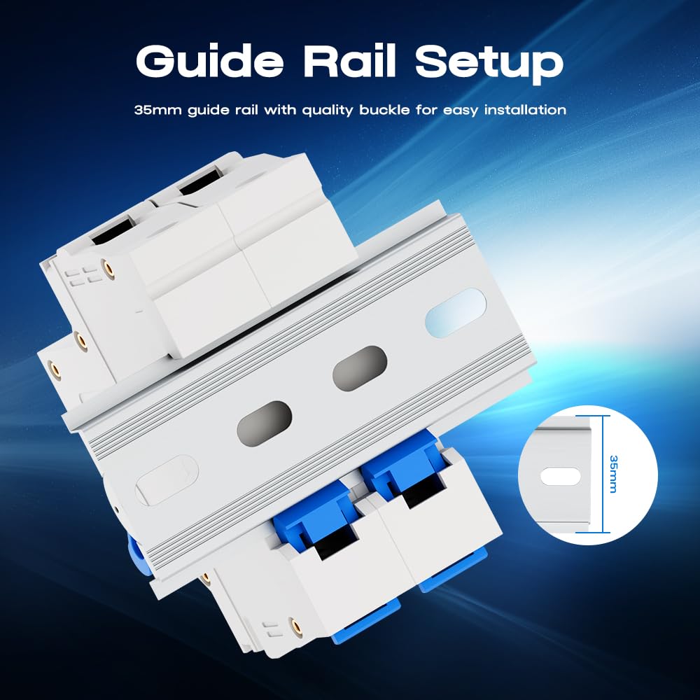 DC Miniature Circuit Breaker, 1000V 2 Pole 20 Amp Isolator for Solar PV System, Thermal Magnetic Trip DIN Rail Mount, C20 DC Disconnect Switch