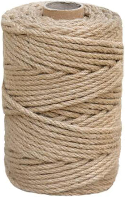 Dokumaru 1/5 in (5 mm) X 100 Ft (30 Meters) Jute Twine Rope String for Home Decorating, Cat Scratcher Post Tree, DIY Arts Crafts, Garden, Binding, Packing Material