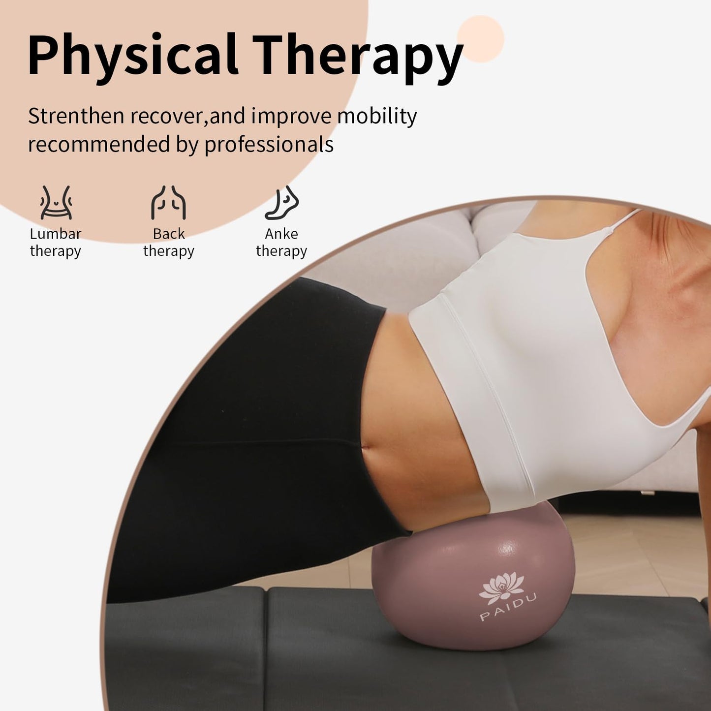 PAIDU Pilates Ball 10-inch Core 2pcs, Anti-Explosion and Anti-Slip Mini Yoga Balls, Suitable for Pilates, Yoga, Core Training, Physical Therapy, Balance, Stability, Stretching Exercises