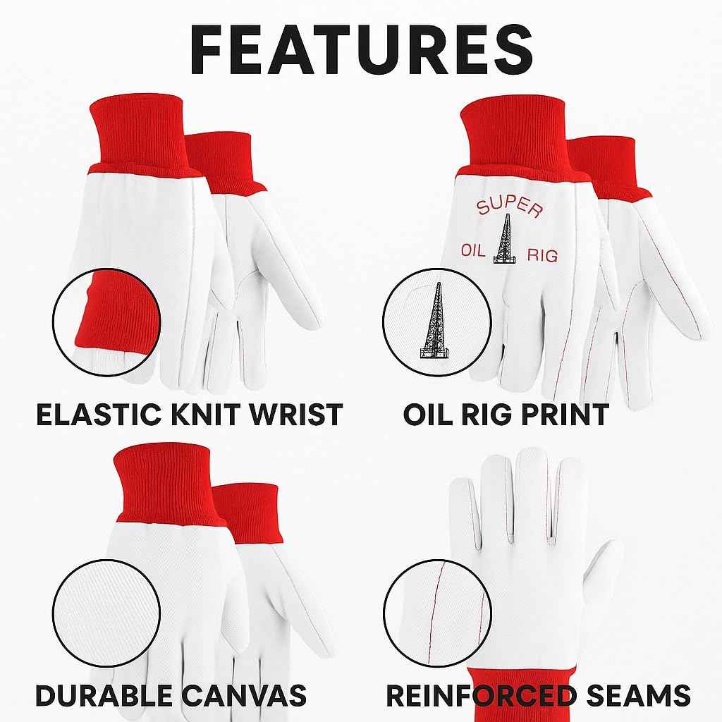 Gizzly Gloves Super Oil Rigger 22 Ounce | Canvas Heavy Duty Work Glove for Men and Women | Large | Dozen Pack