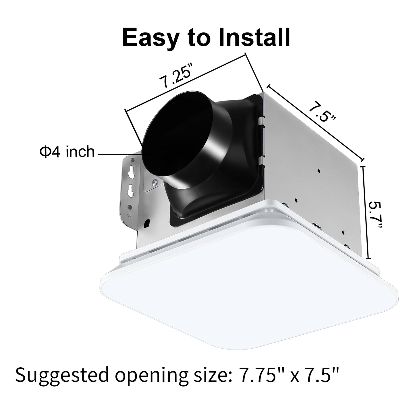 JOEAONZ Bathroom Exhaust Fan with Light 110 CFM Quiet with Color Change, 3000K/4000K/5500K 1000LM Household Ventilation Fan Light Combo, Energy Saving Ceiling Mount Bathroom Extractor, Memory Function