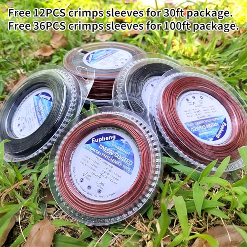 1x7 Nylon Coated Stainless Steel Fishing Leader Wire - 30lb, 30ft - Black