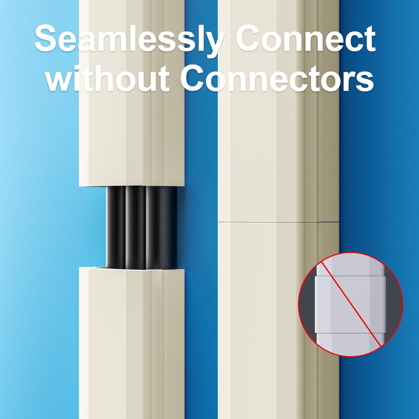 Yecaye TV Cord Hider, 47In Large Cable Hider, Wire Covers for 4 Cords, Wire Hiders for TV on Wall, Cable Raceway Concealer, 3×L15.7in W1.18in H0.6in, Beige