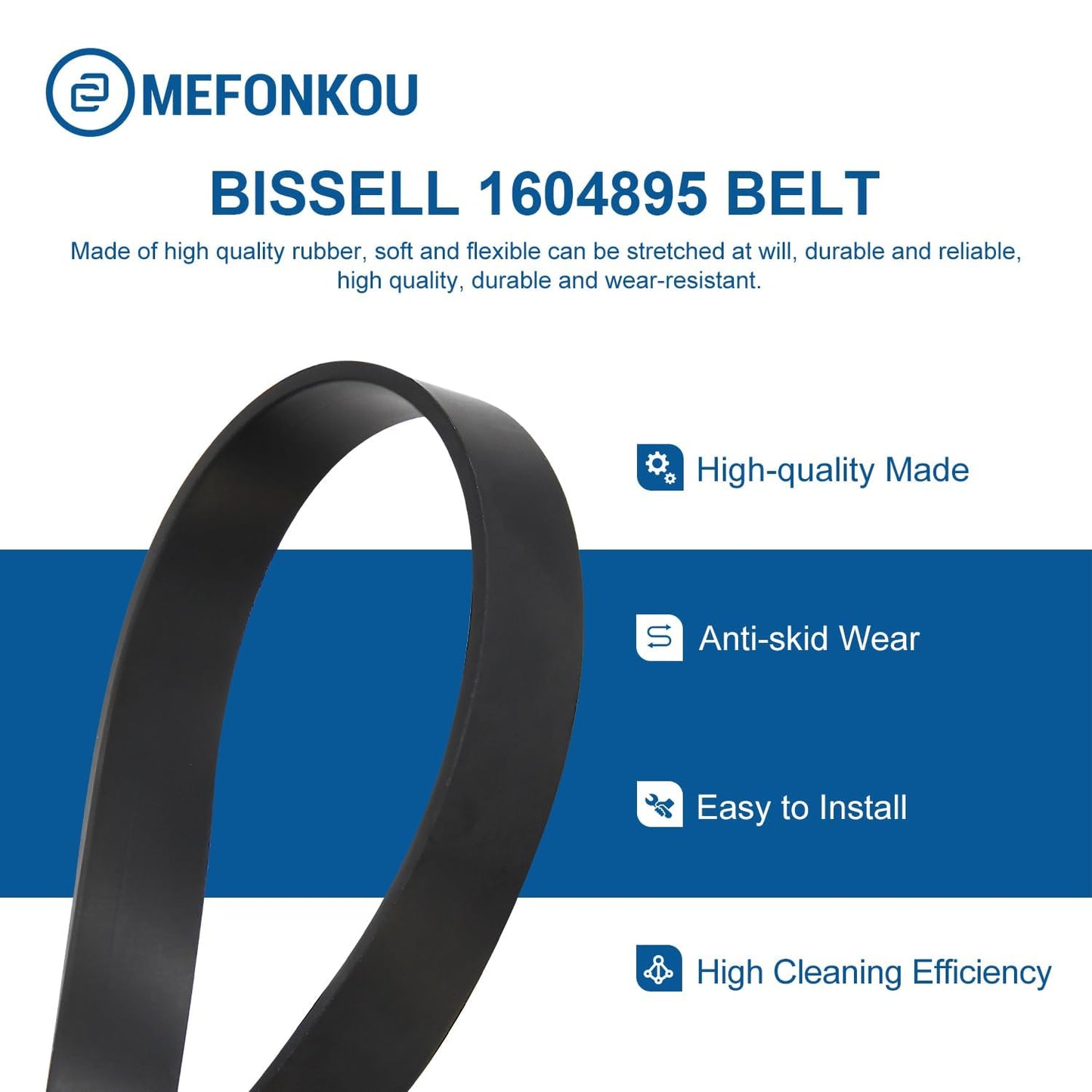 MEFONKOU 1604895 Vacuum Belts Compatible with Bissell PowerForce Upright Vacuum Cleaner Replacement Models 3508,2112, 21129, 2690, 1520, 23T7 (4/Pack)