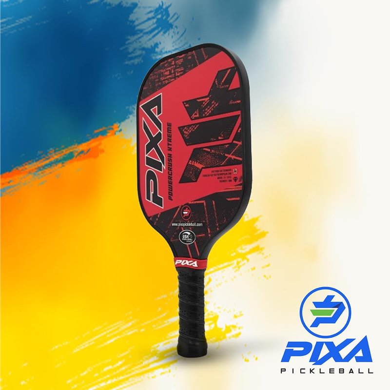 PIXA Powercrush Xtreme Fiberglass Face 13mm Pickleball Paddle with Friction Surface for Great Spin and Control! Beginner/Intermediate; Great Gift!