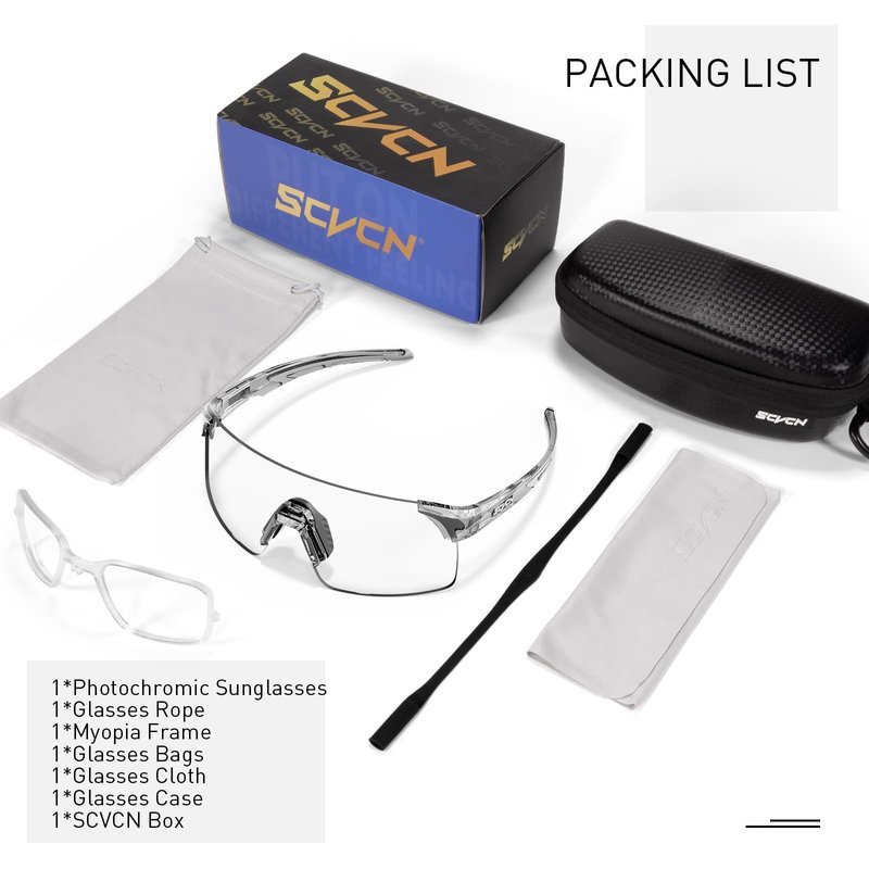 SCVCN Photochromic Cycling Glasses Frameless Sports sunglasses for Men Women - Ideal For Baseball, Bike, Golf, Fishing, Running