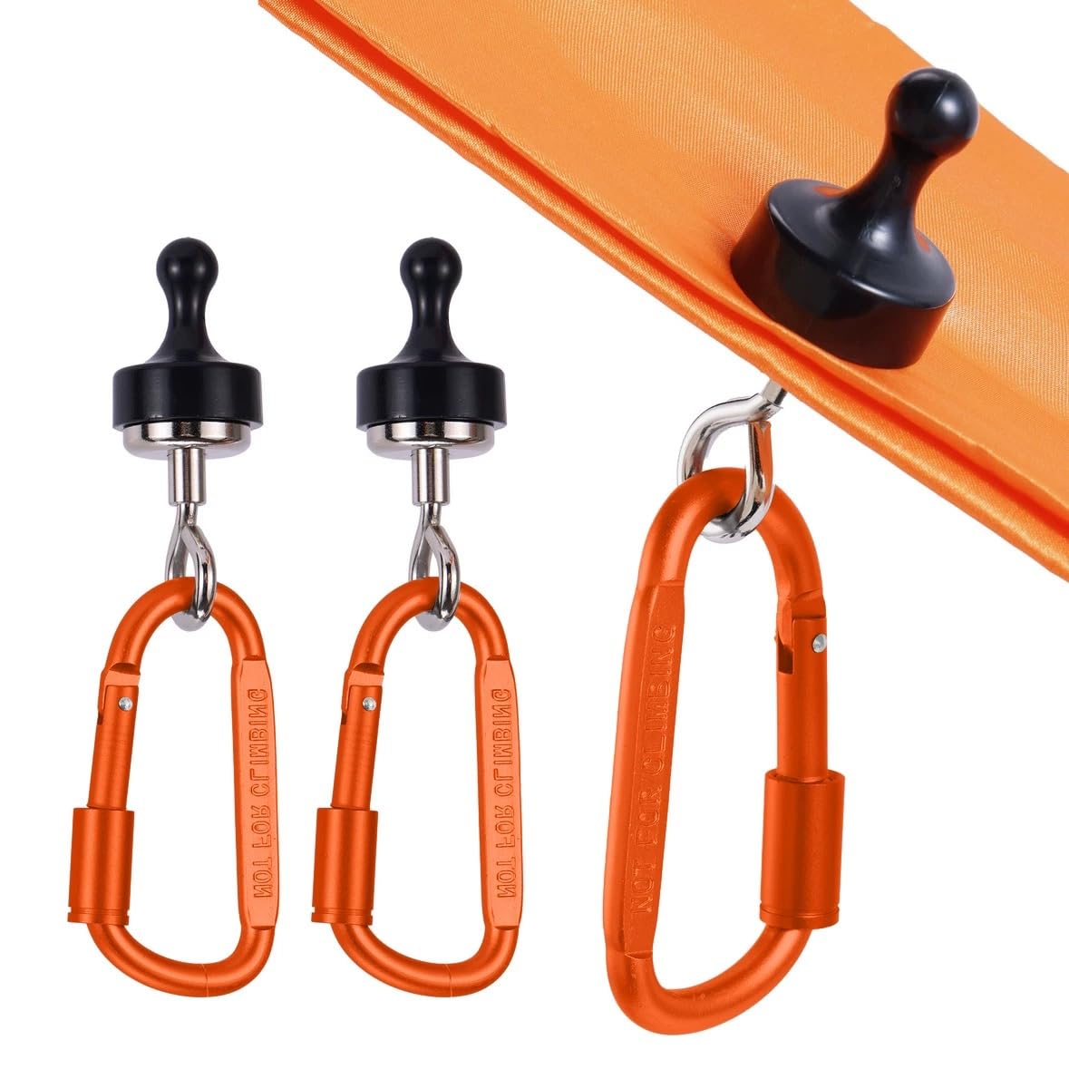 ECOSHIRE Magnetic Hooks for Canopy, Magnet Clip Hanger with Carabiner for Camping, Heavy Duty Earth Magnets, Cruise Hanging, Multifunctional Tent Canopy, Suitable Tents Swivel Snap (Large)