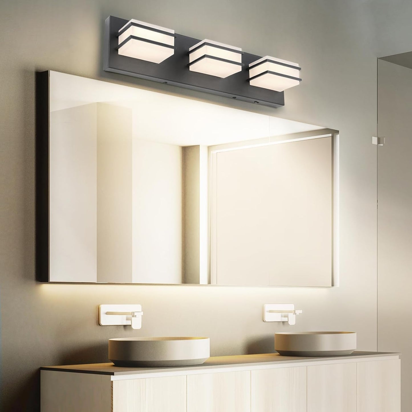 LED Chrome 3-Light Dimmable Bathroom Vanity Light Fixture - Modern Acrylic & Stainless Steel Over Mirror Lighting