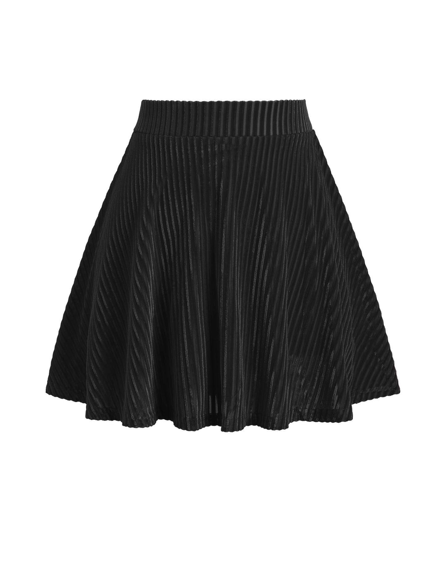 GAMISS Women's Velvet Short Skirts, High Waisted Pleated Skirt with Shorts Underneath Skort Fall Cute Tennis Skirt Black M