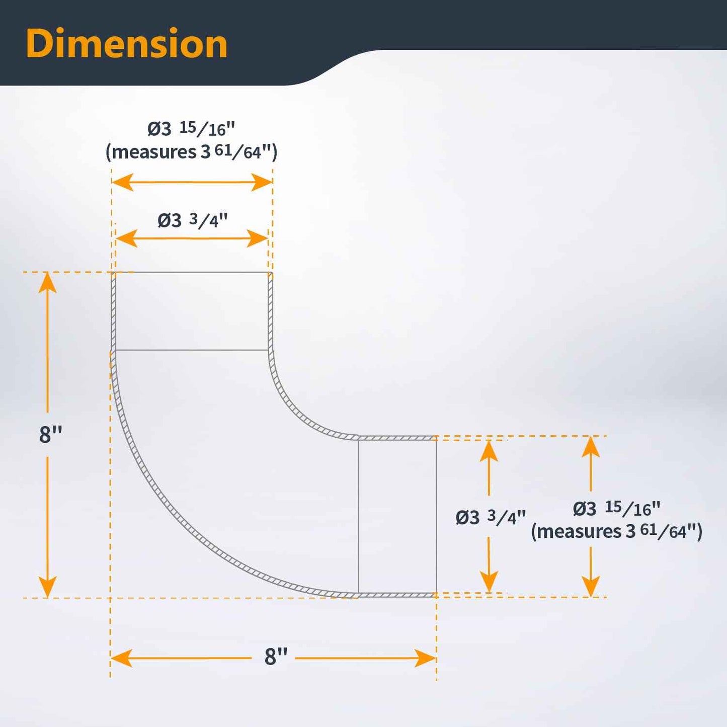 POWERTEC 70105-P2 4 In. 90 Degree Elbow - ABS Plastic Right Angle Dust Collector Connector