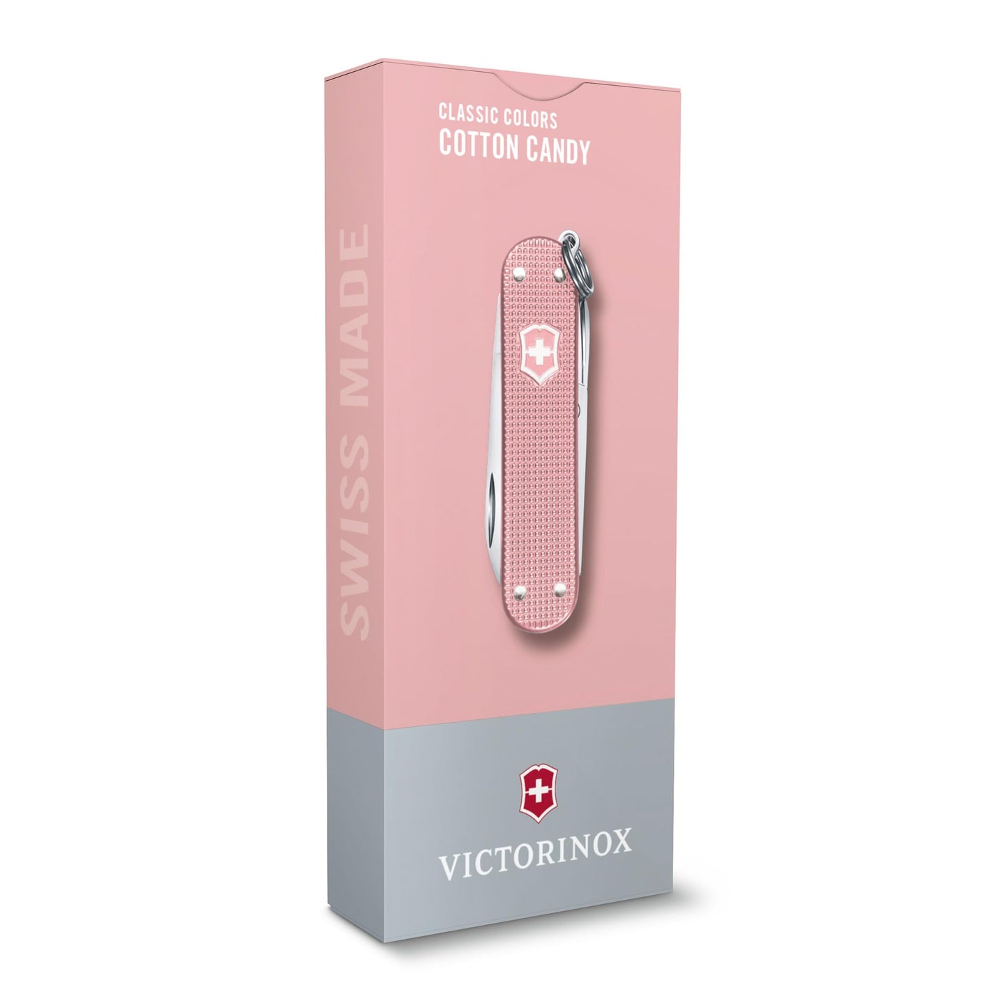 Victorinox Classic SD Alox Swiss Army Knife, Compact, 5 Functions, Swiss Made Pocket Knife with Small Blade, Screwdriver and Key Ring - Cotton Candy (Pink)